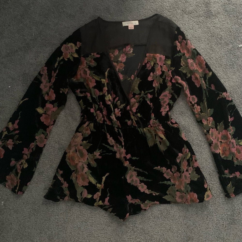 Velvet floral romper